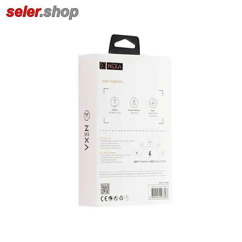شارژر 20 وات نکسا مدل C120L به همراه کابل تایپ سی به لاتنینگ