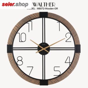 ساعت دیواری قطر 80 ترکیب چوب و فلز M8072_Wooden_GR