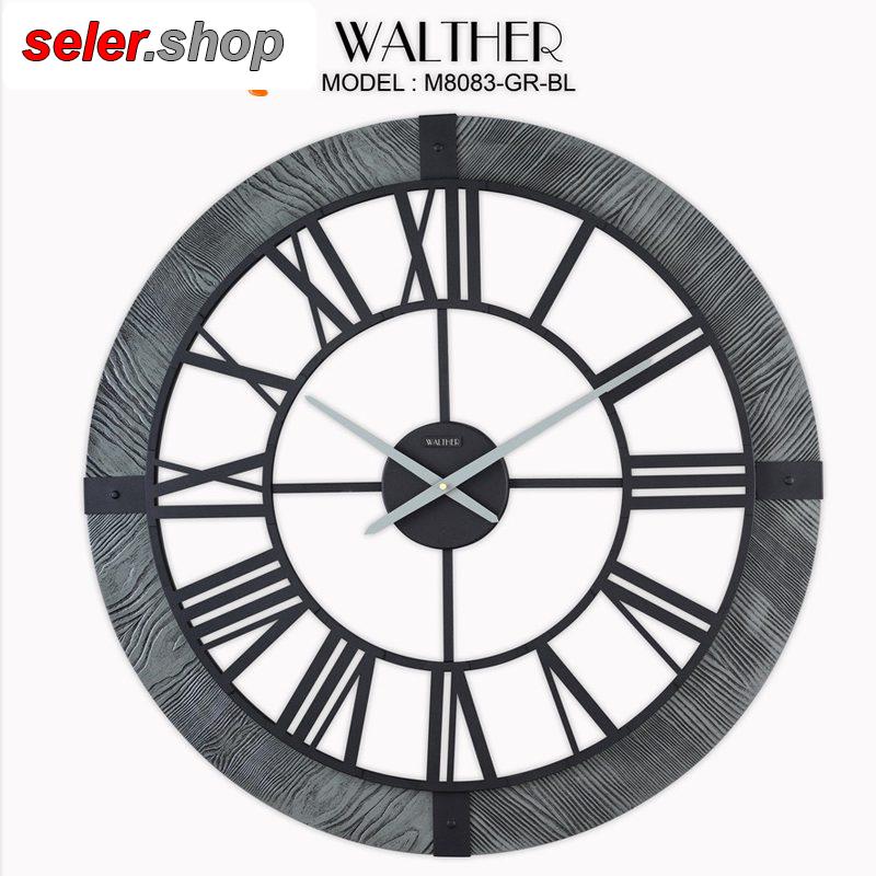ساعت دیواری قطر 80 ترکیب چوب و فلز M_8083__GR_BL