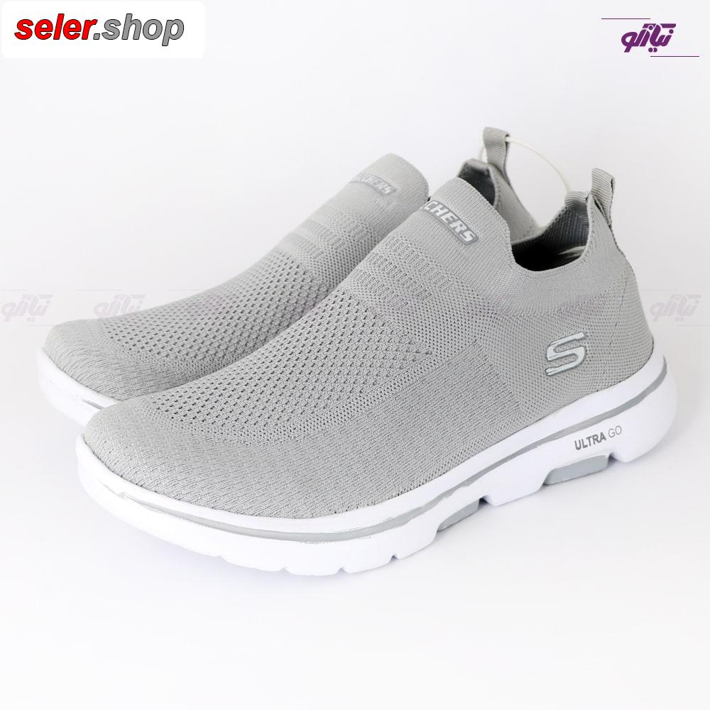 کفش اسکیچرز مدل Knit طبی رنگ طوسی روشن سایز 40 - تصویر 3